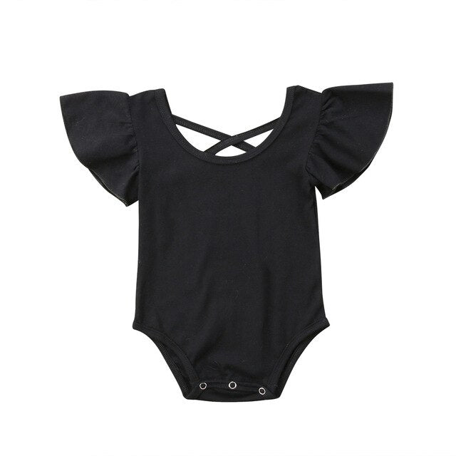 Infant Baby Girl Pure Color Ruffles Romper