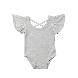 Infant Baby Girl Pure Color Ruffles Romper