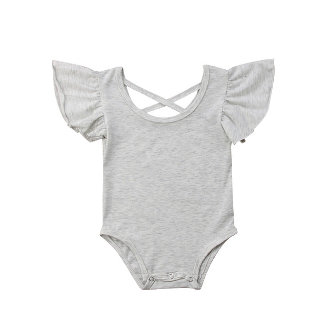 Infant Baby Girl Pure Color Ruffles Romper