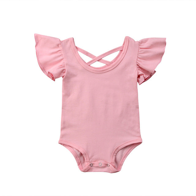 Infant Baby Girl Pure Color Ruffles Romper