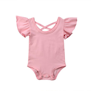 Infant Baby Girl Pure Color Ruffles Romper