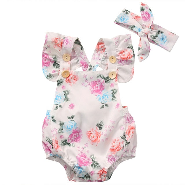Adorable Baby Girls Floral Romper
