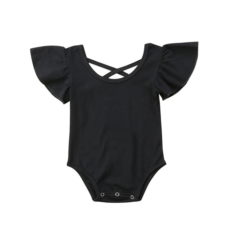 Infant Baby Girl Pure Color Ruffles Romper